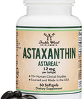 Double Wood Supplements Astaxanthin 12mg Max Strength AstaReal Natural Patented Astaxanthin with 70 Human Clinical Trials Worlds Most Studied Brand Grown Harvested and Made in The USA by