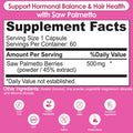 Saw Palmetto For Women - Natural Dht Blocker Hair Growth Pills Made With Organic Saw Palmetto Extract Berries Supports Hormonal Balance & Urinary Health Pure Saw Palmetto For Women Hair Loss 60 Pills