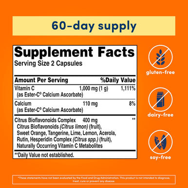 American Health Ester-C With Citrus Bioflavonoids - 500 Mg - 120 Vegetarian Capsules