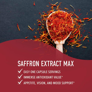 Saffron Supplement 88.5mg (90 Capsules) 100% Saffron Extract Appetite Suppressant for Men & Women*; Weight Loss, Appetite Control, Hunger Suppression & Vision Health*