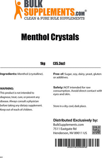 BulkSupplements.com Menthol Crystals - Shower Steamers Aromatherapy - Bulk Crystals - Minty Menthol - Shower Spray Aromatherapy - Crystals Bulk - Menthol Crystals (1 Kilogram)