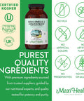 Maxi Health Omega 3 Supplement - Omega-3 Fish Oil Concentrate - Higher Potency Source of EPA/DHA Fatty Acids - Heart Brain & Joint Health - Kosher Wild Caught Marine Fish - 180 Vegetarian Softgels