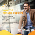 Purity Labs Vitamin D3 K2 10000 Iu, (250Mcg) D3 + 200Mcg K2 Mk7 - Immune Support Supplement Enhanced With Bioperine - Supplements For Daily Defense, Bone, Muscle & Skin Health - 120 Capsules