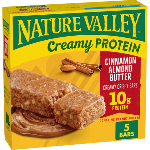 Nature Valley Creamy Protein Bars, Peanut Butter Chocolate, 10g Protein Snacks, 5 Bars, 7.45 oz