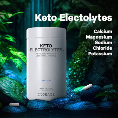 Codeage Keto Electrolytes Supplement - Vegan Electrolyte Tablets w Magnesium Potassium Calcium & Salt - Electrolyte Powder Salt Pills & Drink Hydration Supplements - Non-GMO Keto Diet - 180 Capsules