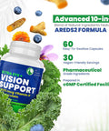DR VITAMIN SOLUTIONS Vision Support Eye Vitamins For Macular Health Supplements With Lutein, Zinc, Vitamin A & Bilberry Areds 2 Formula (1 Bottle, 60 Capsules)