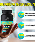 Dedicad Magnesium L-Threonate Capsules With Lions Mane Mushroom & Ashwagandha Root - 210 Capsules - 1000Mg Per Serving