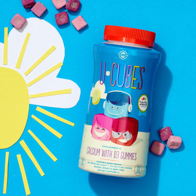 Solgar U-Cubes Children'S Calcium With Vitamin D3 60 Gummies - 3 Flavors Pink Lemonade Blueberry & Strawberry - Supports Bone & Teeth Health - Non Gmo Gluten Free Dairy Free - 30 Servings