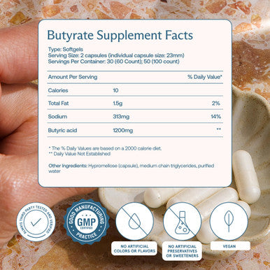 BodyBio Butyrate - Postbiotic for Gut Health, Digestive Support, Bloat, Gas & Constipation Relief, Leaky Gut Repair - Sodium + Butyric Acid Supplement for GI Wellness
