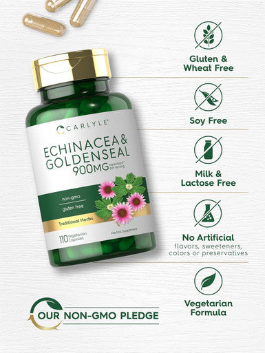Carlyle Echinacea Goldenseal Capsules | 110 Count | Vegetarian Non-GMO Gluten
