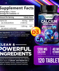 Built Nature Calcium 1200Mg With Vitamin D3 For Best Absorption - Advanced Bone Support Supplement, 1200 Mg Calcium Carbonate & 1600 Iu Vitamin D3, Slow Release For Immune Support, Easy To Swallow, 120 Tablets