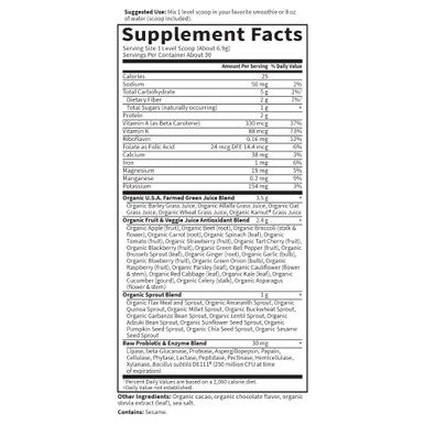 Garden of Life - Perfect Food Raw Super Green Formula Chocolate Cacao 11.9 Oz. 116527