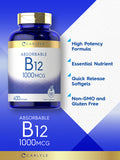 Carlyle Vitamin B12 Absorbable 1000Mcg | 400 Softgels | Non-Gmo And Gluten Free Supplement