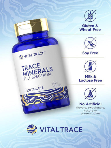 Carlyle Trace Minerals 200 Tablets Full Spectrum Supplement Non-Gmo & Gluten Complex By Vital Trace