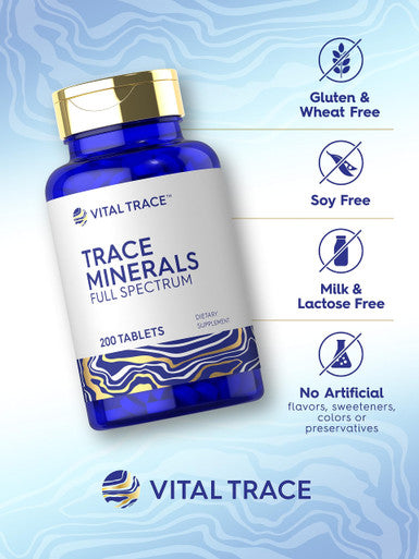 Trace Minerals | 200 Tablets | Full Spectrum Supplement | Non-Gmo & Gluten Free Complex | By Vital Trace