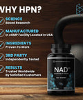 Hpn Supplements Nad3 Nad+ Booster Size 2 Month Supply Clinically Proven & Independently Tested - Metabolic Repair 312 Mg/ Serving - 120 Capsules