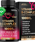 Vitamin B Complex For Men & Women - Made In Usa - B-Complex: B1, B2, B3, B5, B6, B7, B8, B9, B12 With Vitamin C, Choline, Inositol - Energy, Brain & Heart Support Supplement, 60 Vegan Capsules
