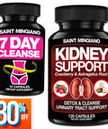 Saint Mingiano Kidney Support Cleanse Detox & Repair 120 Caps - Together With - 7 Day Cleanse Program Colon Detox