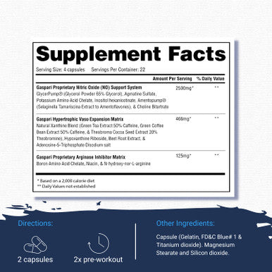 Gaspari Nutrition PlasmaJet, Legendary N.O. Nitric Oxide Maximizer, Increased Lean Mass and Strength, Maximum Vascularity and Vasodilation, 90 Capsule