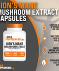 Bulksupplements.Com Lion'S Mane Mushroom Capsules - Lions Mane Supplement Capsules, Lion'S Mane Capsules - Lion'S Mane Extract, 2 Capsules Per Serving, 360 Veg Capsules (Pack Of 1)
