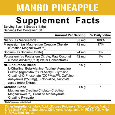 5% Nutrition Rich Piana Kill It Pre Workout Powder w/ Creatine, Jitter-Free , NO-Booster, Beta Alanine, L-Citrulline for Focus, Pump, Endurance, Recovery 13.23 oz, 30 Srvgs (Mango Pineapple)