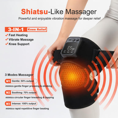 Klugpop Knee Massager With Heat For Pain Relief V5.0[2026 Upgraded] - Electric Cordless Heated Knee Brace With 6 Heat Levels And 3 Vibration Massage Mode For Men Women (Black ) 2Pack