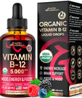 NUTRAHARMONY Usda Organic Vitamin B12 Sublingual Drops - 5000 Mcg Liquid Vegan Methylcobalamin - Energy Boost Focus & Mood Metabolism & Brain Health Support - Maximize Absorption - 2 Month Supply 2 Fl Oz