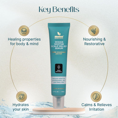 Abundant Natural Health Ocean Soothe Scalp Relief Serum with Highly Concentrated Magnesium Salt for Dry and Flaky Skin, Quick Absorption, All Natural and Fragrance- Leave-In Scalp Treatment, 50mL
