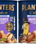 PLANTERS Deluxe Unsalted Mixed Nuts, Plant Based Protein, 15.25 Oz (1 Ct) | Mixed Nuts: Cashews, Almonds, Brazil Nuts, Pistachios, Pecans. Snacks for Adults. Resealable Canister. Party Snack