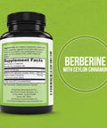 Berberine with Ceylon Cinnamon 1200mg Berberine 100mg Organic Ceylon Cinnamon 120 Veggie Capsules Healthy Immune System Cardiovascular Heart Gastrointestinal Wellness