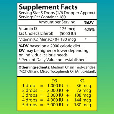 wellwe Vitamin D3 K2 Liquid Drops Vegan Vitamin D3 5000 Iu, Vitamin D Drops Adult No Fillers Non-Gmo, No Taste Liquid Vitamin D3 With K2 Supplement To Boost Energy Levels Mood Immune System 1 Fl Oz