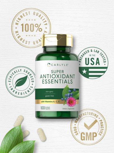 Antioxidants Supplement | 100 Caplets | Nutritional Complex | Vitamin A, C, E | Non-Gmo, Gluten Free Formula | By Carlyle