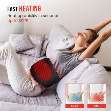 Snailax Heating Pad For Back Pain, Vibration Massage Belt With Adjustable Strap&3 Vibration Modes,3 Heat Setting&3 Timer Settings,Belly Wrap Belt For Cramps,Heating Pad For Women,Men(Black)