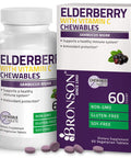 BRONSON Elderberry Chewables with Vitamin C - Berry - 60 Vegetarian Tablets- Adults and Kids Immune Support