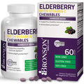 BRONSON Elderberry Chewables with Vitamin C - Berry - 60 Vegetarian Tablets- Adults and Kids Immune Support