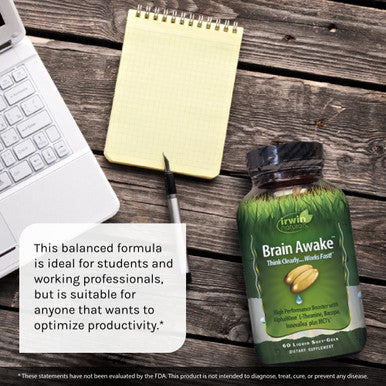 Irwin Naturals Brain Awake Focus Energy Booster Supplement With Mct Oil - 60 Liquid Soft-Gels Bundle Pill Case
