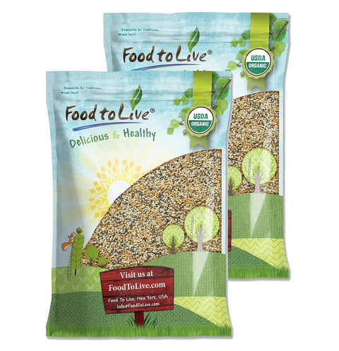 Food to Live Organic Omega-3 Seeds Mix with Flax, Chia and Sesame, 1.5 Pounds Non-GMO Whole Seeds, Raw, Kosher, Vegan. Rich in Omega 3 Fatty Acids and Dietary Fiber. Great for Salads and Oatmeal