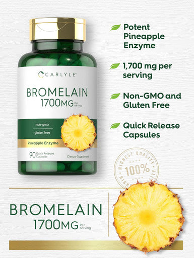 Carlyle Bromelain 1700 mg | 90 Capsules | Pineapple Enzyme Supplement | Non-GMO and Gluten