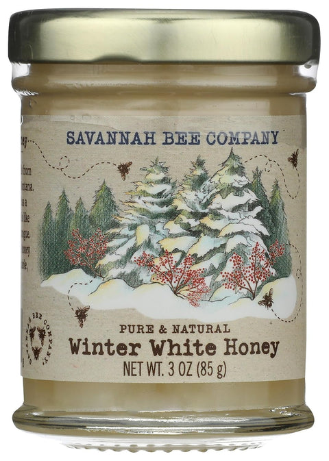 Savannah Bee Winter White Honey in 12 oz Tower Jar