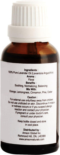 Lavender Essential Oil 1oz / 30ml - 100% Pure & Natural by Amson Naturals.