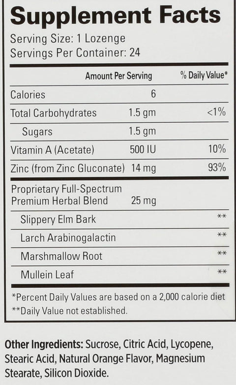 Quantum Therazinc Orange 24 Count Acetate Lozenges 0.5 Unit