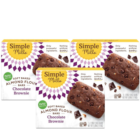 Simple Mills Almond Flour Snack Bars, Peanut Butter Chocolate Chip - Gluten Free, Made with Organic Coconut Oil, Breakfast Bars, Healthy Snacks, 6 Ounce (Pack of 1)