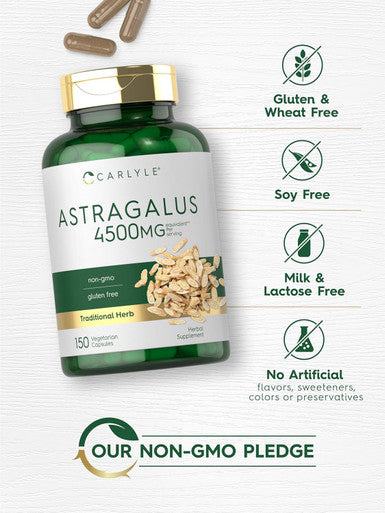 Carlyle Astragalus Root Capsules 4500mg 150 Count Vegetarian Non GMO Gluten Supplement