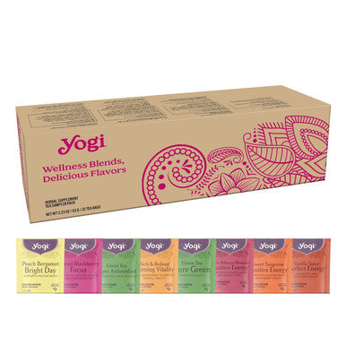 Yogi Organic Tea Energy Sampler Box - 8 Favorite Black & Green Teas (32 Tea Bags) - Assorted Delicious Wellness Teas - Contains Caffeine - Tea Set & Variety Pack Sampler
