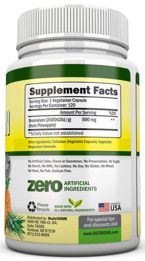 Bromelain - 500mg - 2400 GDU - 120 Vegetable Capsules - Pure Pineapple Enzyme Extract - Supports Digestion and Nutrient Absorption - Great for Recovery and Joint Health