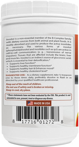 Best Naturals Pure inositol Powder (Vitamin B8) 1 Lb Supports Healthy Liver Function Promotes Cellular Detoxification & Supports Membrane Function