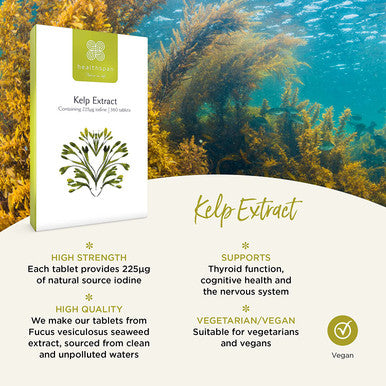 Healthspan Kelp Extract | 360 Tablets | Rich Source of Iodine | Fucus Vesiculosus Seaweed | Vegan