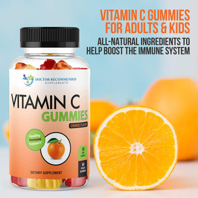 Vitamin C Gummies for Adults and Kids 80mg VIT C Per Serving as Ascorbic Acid Pectin Based Gummy Immune Support with No High Fructose Corn Syrup Gluten or Artificial Sweeteners 60 Gummies