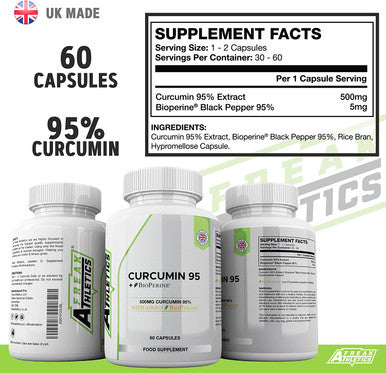 Curcumin 95 + BioperineÃƒâ€šÃ‚Â® 60 Turmeric Curcumin Capsules High Strength with Black Pepper - Curcumin 95% & Black Pepper - Turmeric Curcumin UK Made