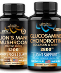 NUTRAHARMONY Glucosamine Chondroitin Capsules & Lions Mane Mushroom Capsules